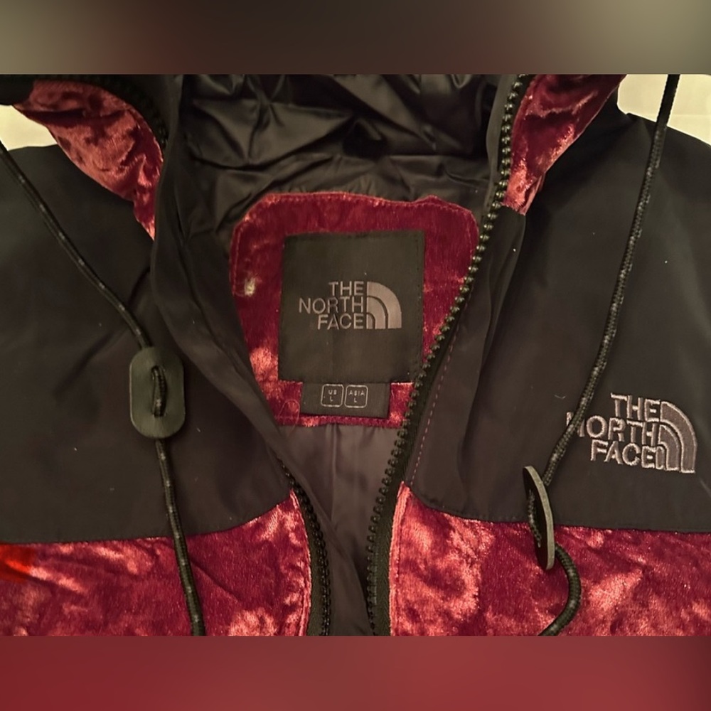The North Face Nuptse Velvet Series Royal Pink Puffer Coat jacket NEW - Picture 5 of 8
